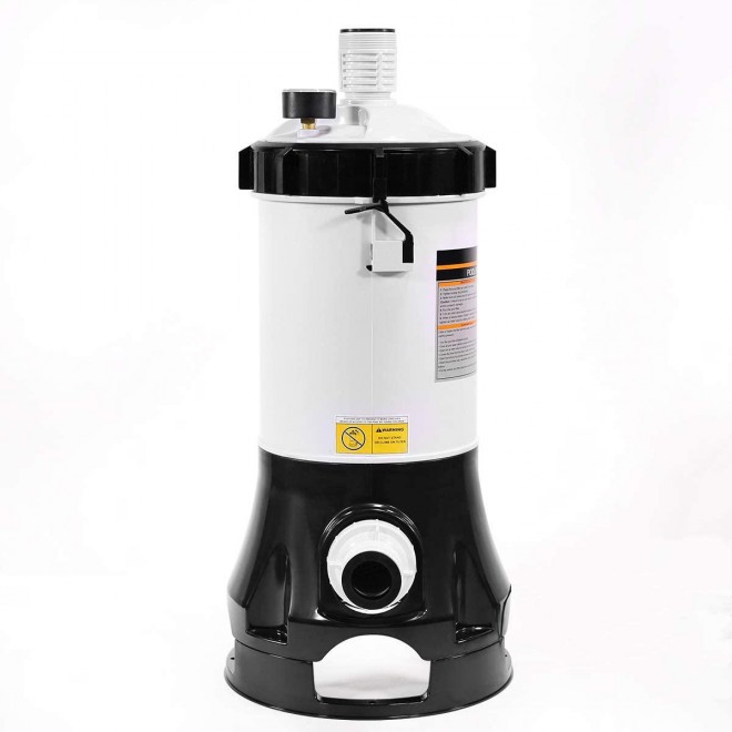 XtremepowerUS 75204-V Cartridge Filter System Built-in Pump 1,500 GPH for Above Ground Pools with Pressure Gauge, White/Black