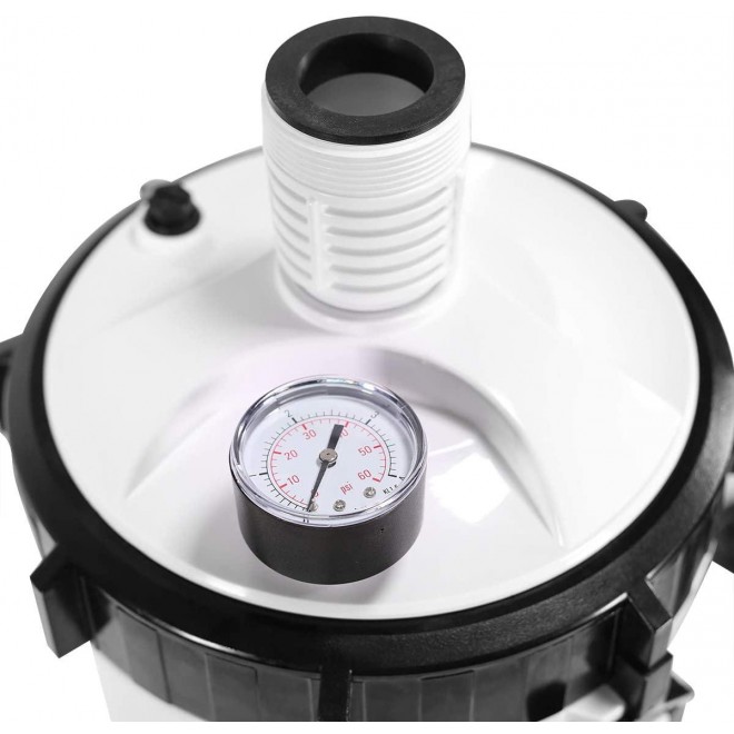 XtremepowerUS 75204-V Cartridge Filter System Built-in Pump 1,500 GPH for Above Ground Pools with Pressure Gauge, White/Black