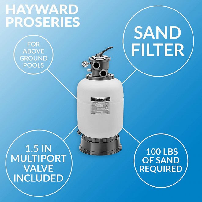 Hayward W3S166T1580S ProSeries Sand Filter 16 In., 1 HP System for Above-Ground Pools