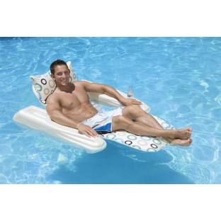 Poolmaster Swimming Pool Adjustable Floating Chaise Lounge, Rio Sun, Mod Dots