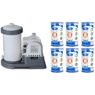 Intex 2500 GPH Krystal Clear Pool Filter Pump w/GCFI & 6 Type B Cartridges