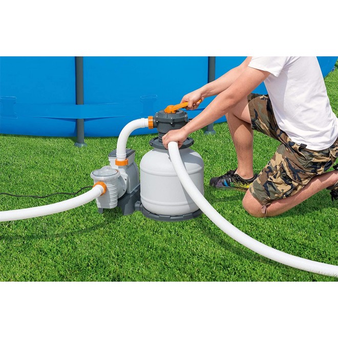 Bestway 58500E Flowclear 9,800 L Pump Sand Filter, White/Gray