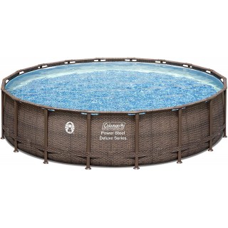 Coleman Power Steel Deluxe Series 18’ x 48” Metal Frame Round Above Ground Pool Set with Filter Pump, Ladder & Pool Cover