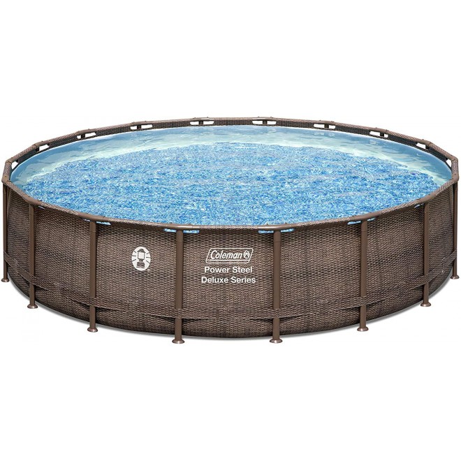Coleman Power Steel Deluxe Series 18’ x 48” Metal Frame Round Above Ground Pool Set with Filter Pump, Ladder & Pool Cover
