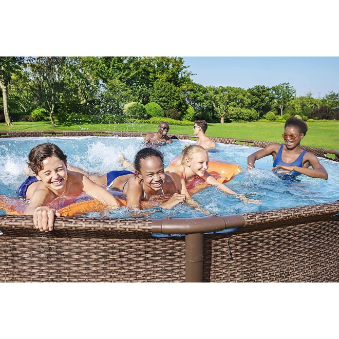 Coleman Power Steel Deluxe Series 18’ x 48” Metal Frame Round Above Ground Pool Set with Filter Pump, Ladder & Pool Cover