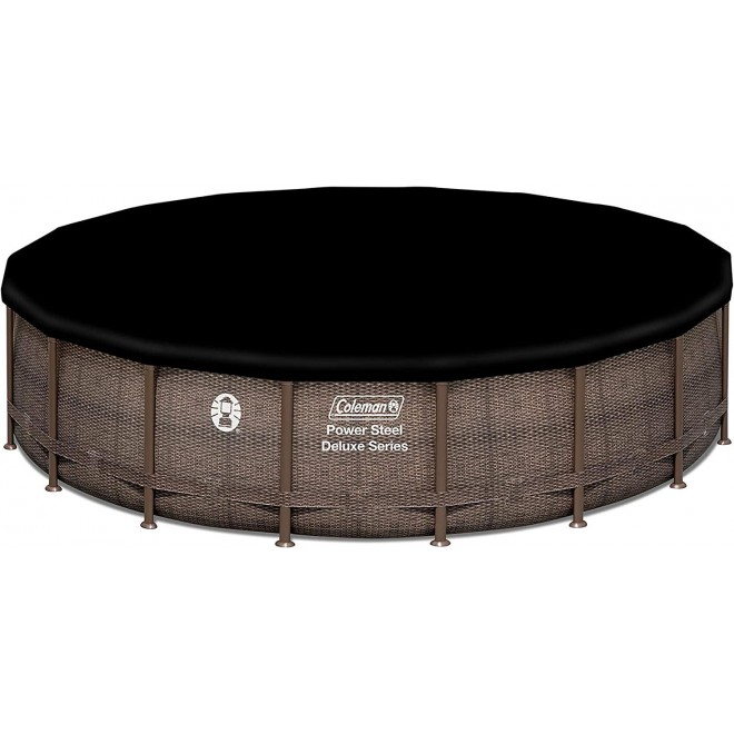 Coleman Power Steel Deluxe Series 18’ x 48” Metal Frame Round Above Ground Pool Set with Filter Pump, Ladder & Pool Cover