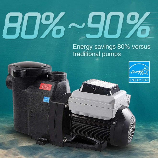 BLUE WORKS BLPVS2020P Variable Speed Pump for In-Ground Swimming Pools, 2HP, 220V-240V | 2-Year Full USA Warranty