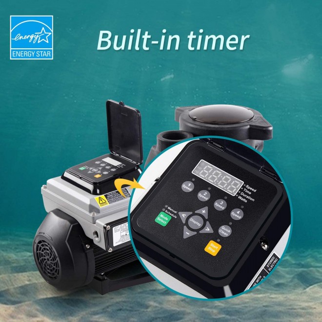 BLUE WORKS BLPVS2020P Variable Speed Pump for In-Ground Swimming Pools, 2HP, 220V-240V | 2-Year Full USA Warranty