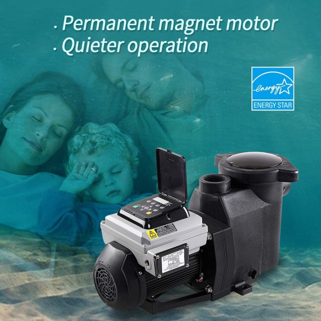 BLUE WORKS BLPVS2020P Variable Speed Pump for In-Ground Swimming Pools, 2HP, 220V-240V | 2-Year Full USA Warranty