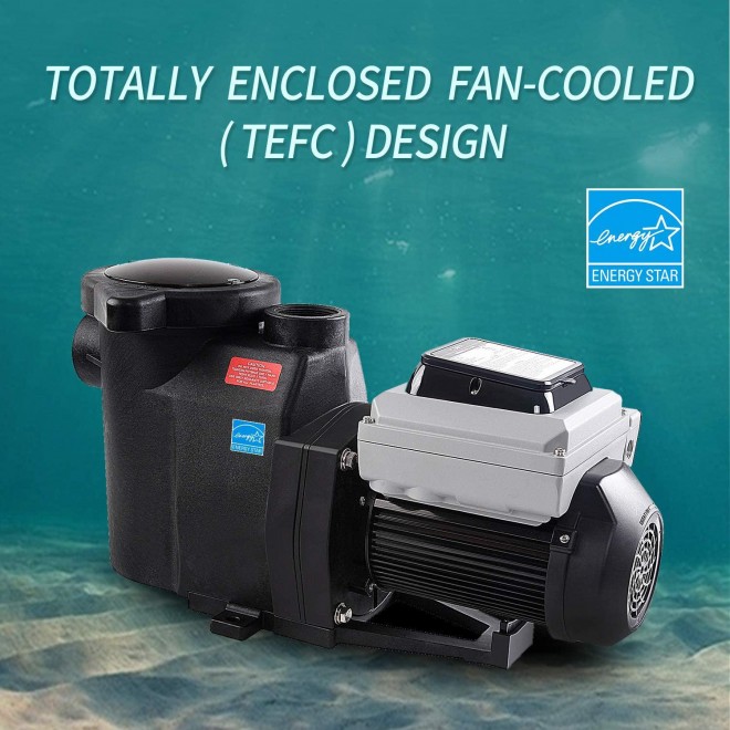 BLUE WORKS BLPVS2020P Variable Speed Pump for In-Ground Swimming Pools, 2HP, 220V-240V | 2-Year Full USA Warranty