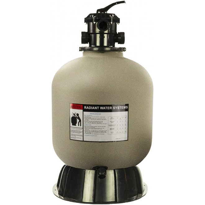 Rx Clear Radiant Sand Filter | for Above Ground Swimming Pools | 19 Inch Tank | 6-Position Valve | Comes with 1.5 Inch Threaded Connections | 175 Pound Sand Capacity | Up to 21,000 Gallons