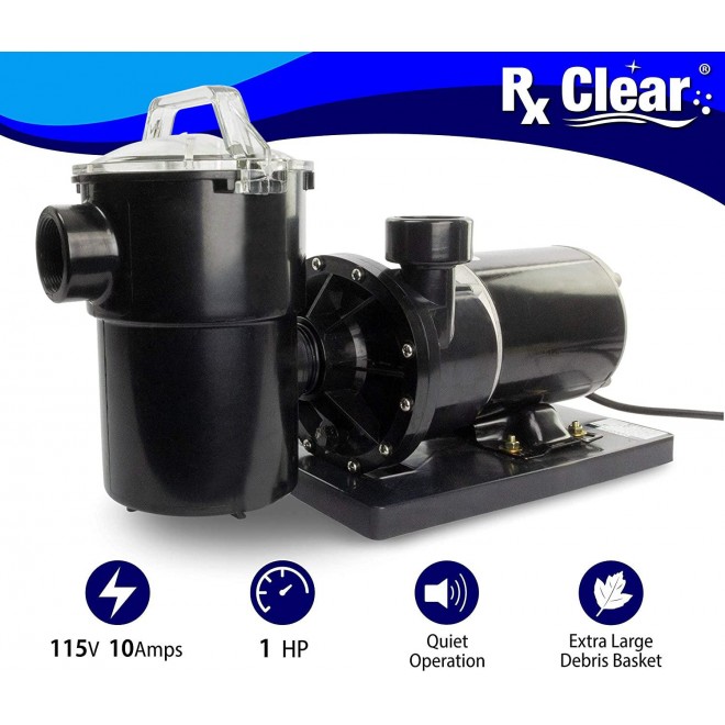 Rx Clear Patriot Sand Filter System | for Above Ground Swimming Pools Up to 15,000 Gallons | 16 Inch Filter | 1 HP Niagara Pool Pump