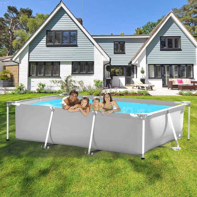 hmercy Above Ground Swimming Pool - 10ft X 6.8ft Outdoor Rectangular Metal Frame Pool for Kids and Adults, Family Swimming Pools Above Ground for Backyard Garden Patio