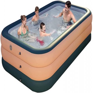 HBCC Enjoy The Coolness of The Rectangular Inflatable Swimming Pool with Wireless Air Pump Family Swimming Pool Children's Summer Water Party Adults Garden Orange-30017560cm
