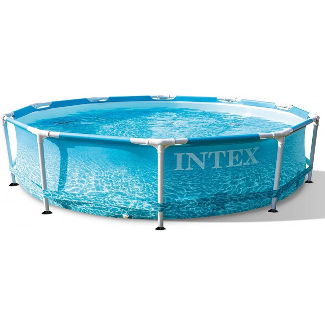 Intex 28207EH 10 Feet x 30 Inch Steel Metal Frame Outdoor Backyard Above Ground Swimming Pool Kit with Filter Pump & 3 Inch Chlorine Tabs, 10 lbs