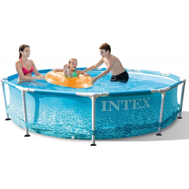 Intex 28207EH 10 Feet x 30 Inch Steel Metal Frame Outdoor Backyard Above Ground Swimming Pool Kit with Filter Pump & 3 Inch Chlorine Tabs, 10 lbs