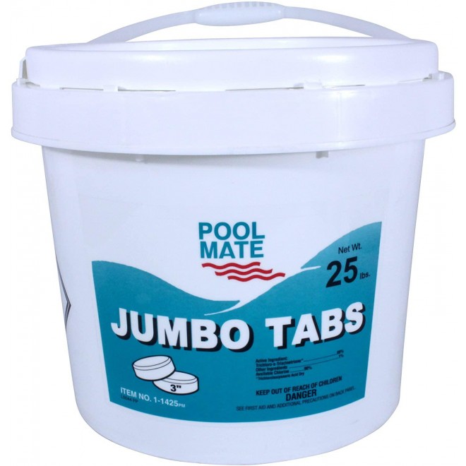 Pool Mate 1-1425 Jumbo 3-Inch Swimming Pool Chlorine Tablets, 25-Pounds