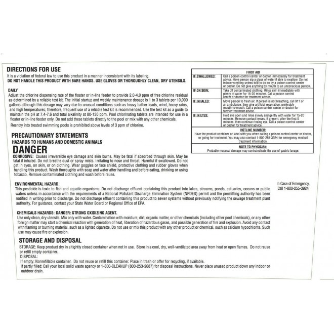 Pool Mate 1-1425 Jumbo 3-Inch Swimming Pool Chlorine Tablets, 25-Pounds